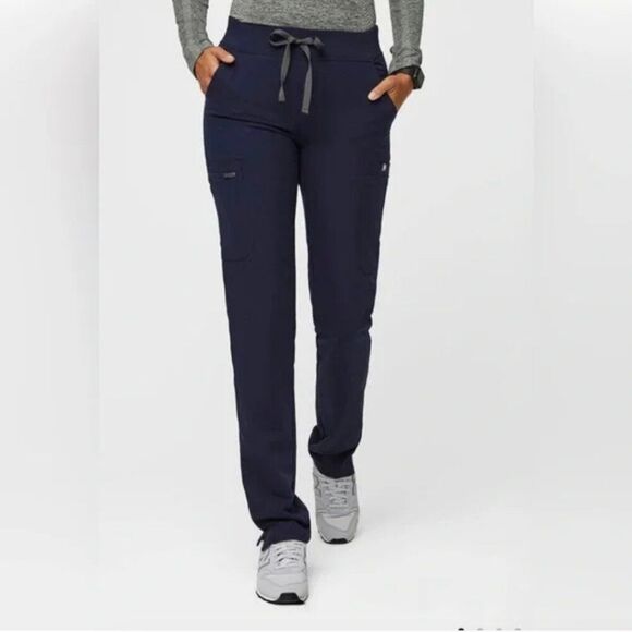 Figs Size LP Petite High Waisted Yola Skinny Scrub Pant Navy Blue - Picture 1 of 10